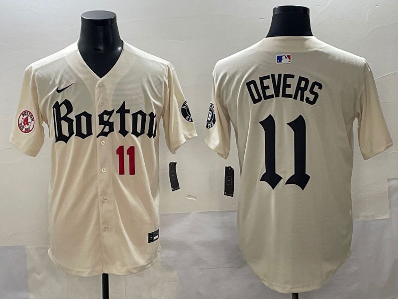 Men 2025 Boston Red Sox #11 Devers Cream Five generations Joint Name Nike MLB Jersey style 8->boston red sox->MLB Jersey